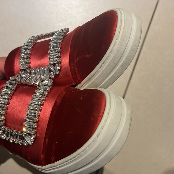 Roger Vivier Sneaky Viv Crystal Embellished Two Tone Satin Slip OnSneakers sz6,5 - Picture 16 of 16